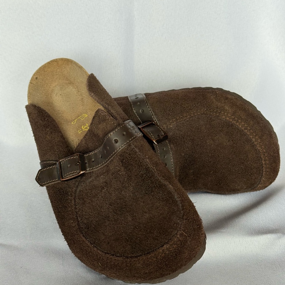 Birkenstock Dark Brown Suede Flats